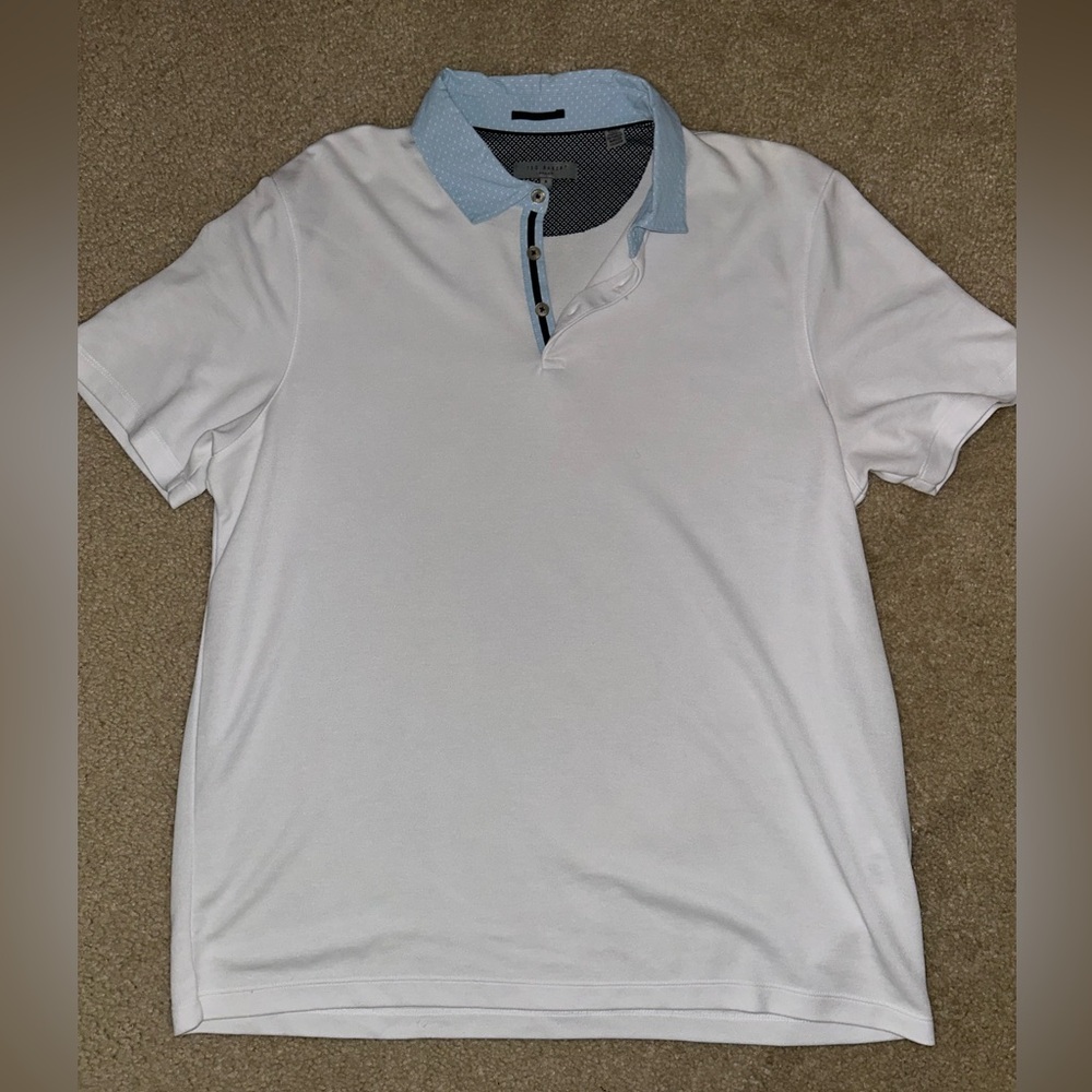 Ted Baker White Polo with Light Blue Collar